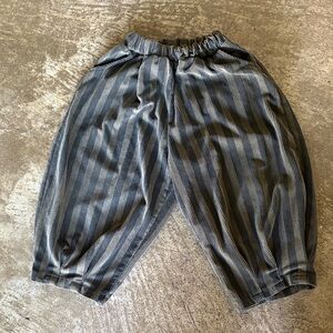 Kids Striped Elastic-Waist Harem Pants - Olive Green/black striped